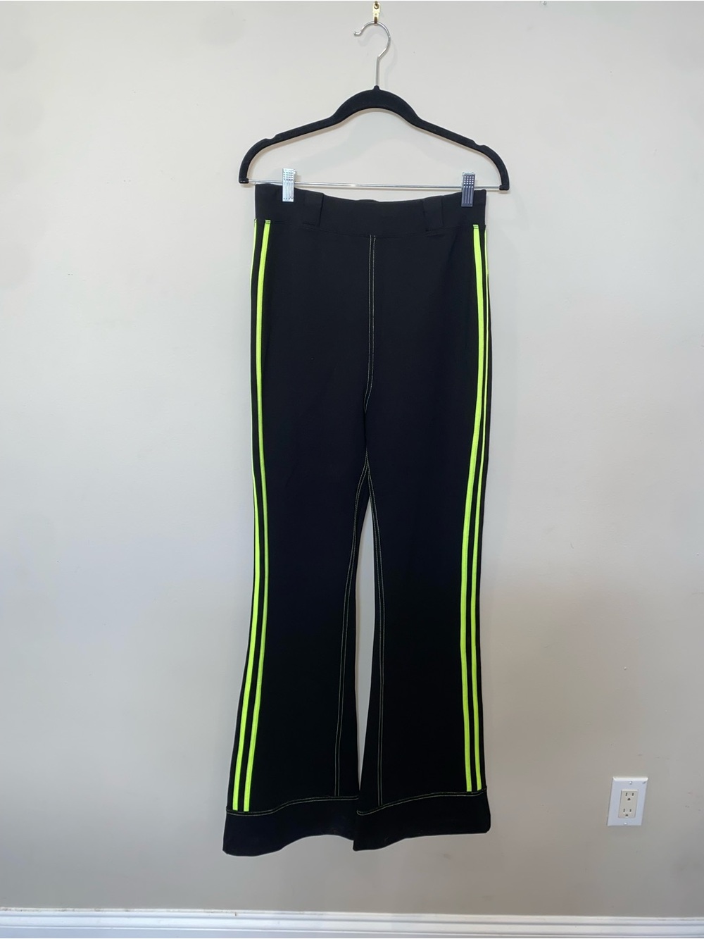 I.AM.GIA Astrid Black Flared Track Pants with Neon Side Stripes